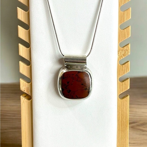 Vintage Mexican Sterling Silver Agate Pendant - Picture 1 of 4